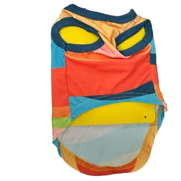 NWT Pet Apparel Multi Color Dog Tank Tee Sunrise Orange Blue - Size Medium - Picture 3 of 7